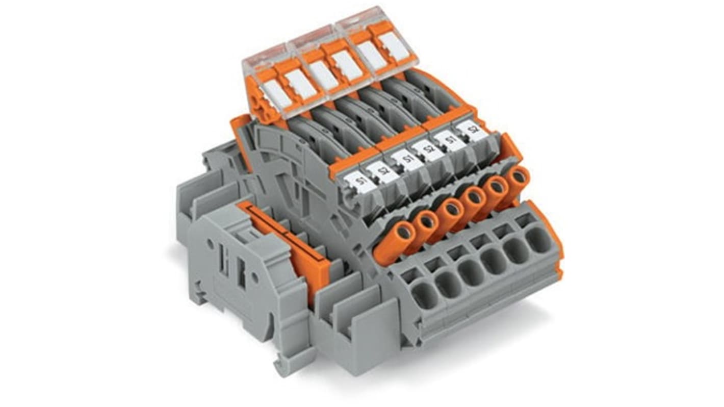 Wago TOPJOB S Series Green, Yellow Terminal Block, 6mm², 1-Level, Push-In Cage Clamp Termination