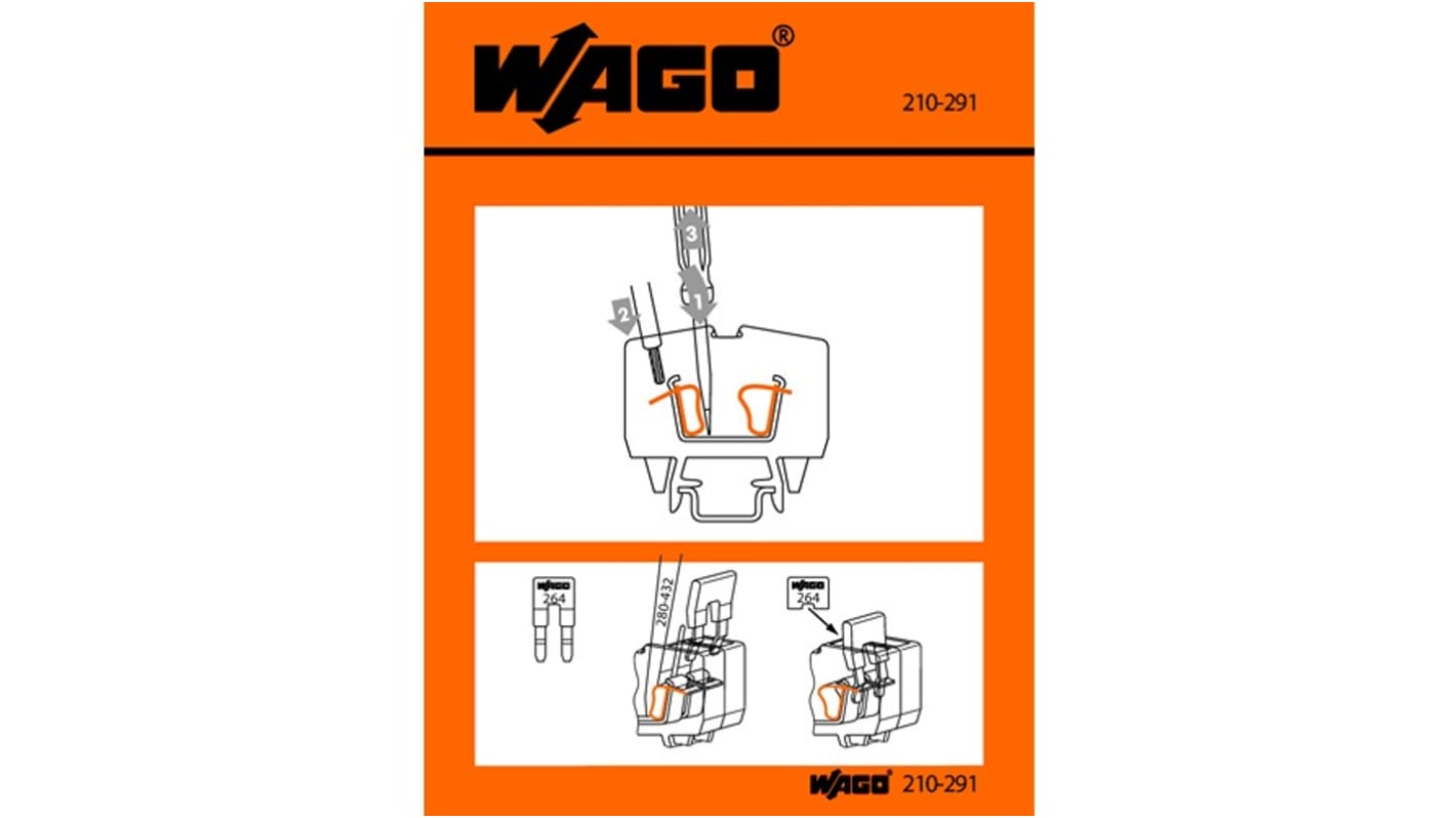 Etichetta prestampata Wago 210-291 For Front-Entry, Miniature Rail-Mounted Terminal Blocks