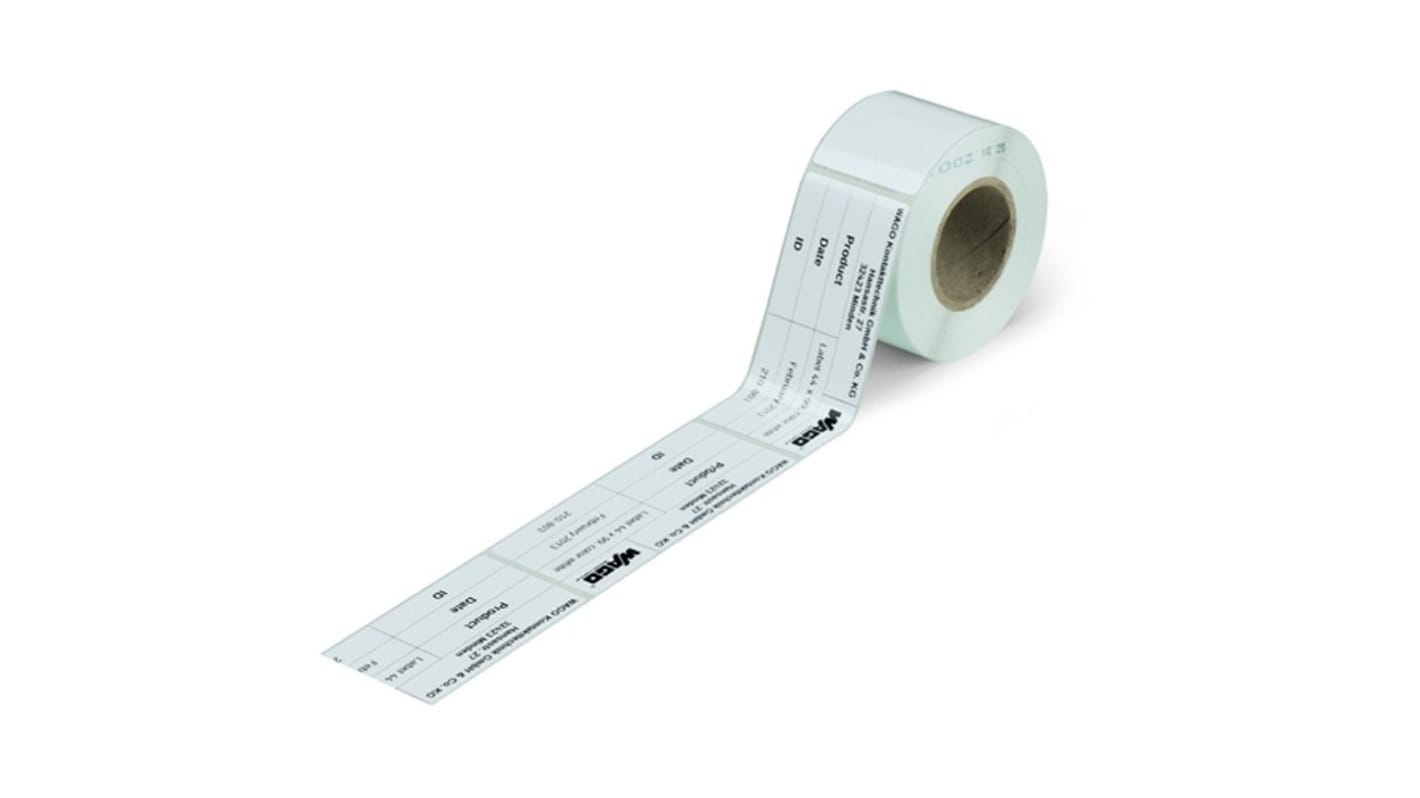 Rotolo di etichette adesive Wago L. 33mm x H. 70mm, conf da 500Per rotolo, col. Bianco