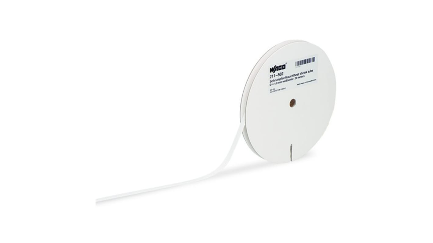 Wago Halogen Free Heat Shrink Tube, White 2.4mm Sleeve Dia. x 20m Length 2:1 Ratio