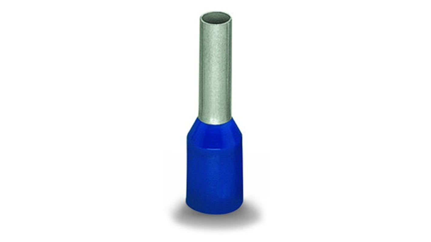 Wago, 216 Insulated Bootlace Ferrule, 18mm Pin Length, 2.2mm Pin Diameter, Blue