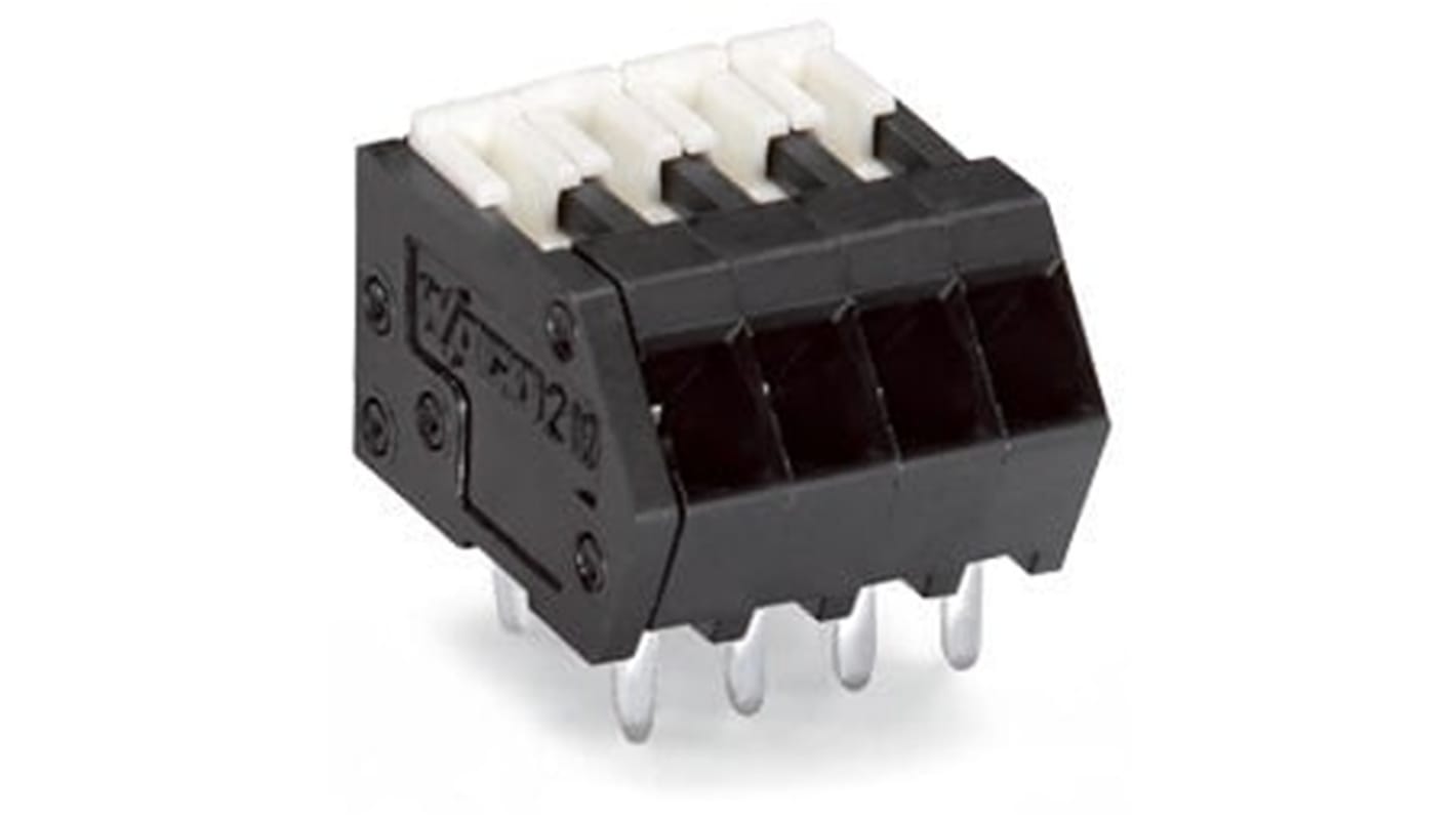 Wago 218 Series PCB Terminal Block, 4-Contact, 2.5mm Pitch, Through Hole Mount, 1-Row, Cage Clamp Termination