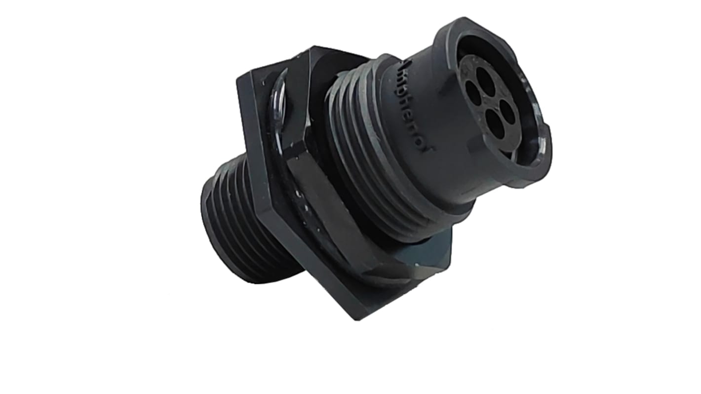 Amphenol Industrial Circular Connector, 4 Contacts, Rear Mount, Socket, Female, IP69K, Ecomate AQUARIUS Series