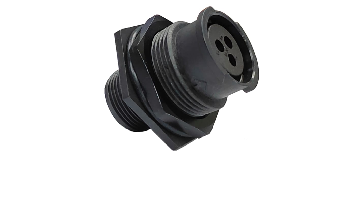 Conector circular Amphenol Industrial hembra serie FLS712xxxS03 de 10 vías hembra, Montaje trasero, IP67, IP68, IP69K