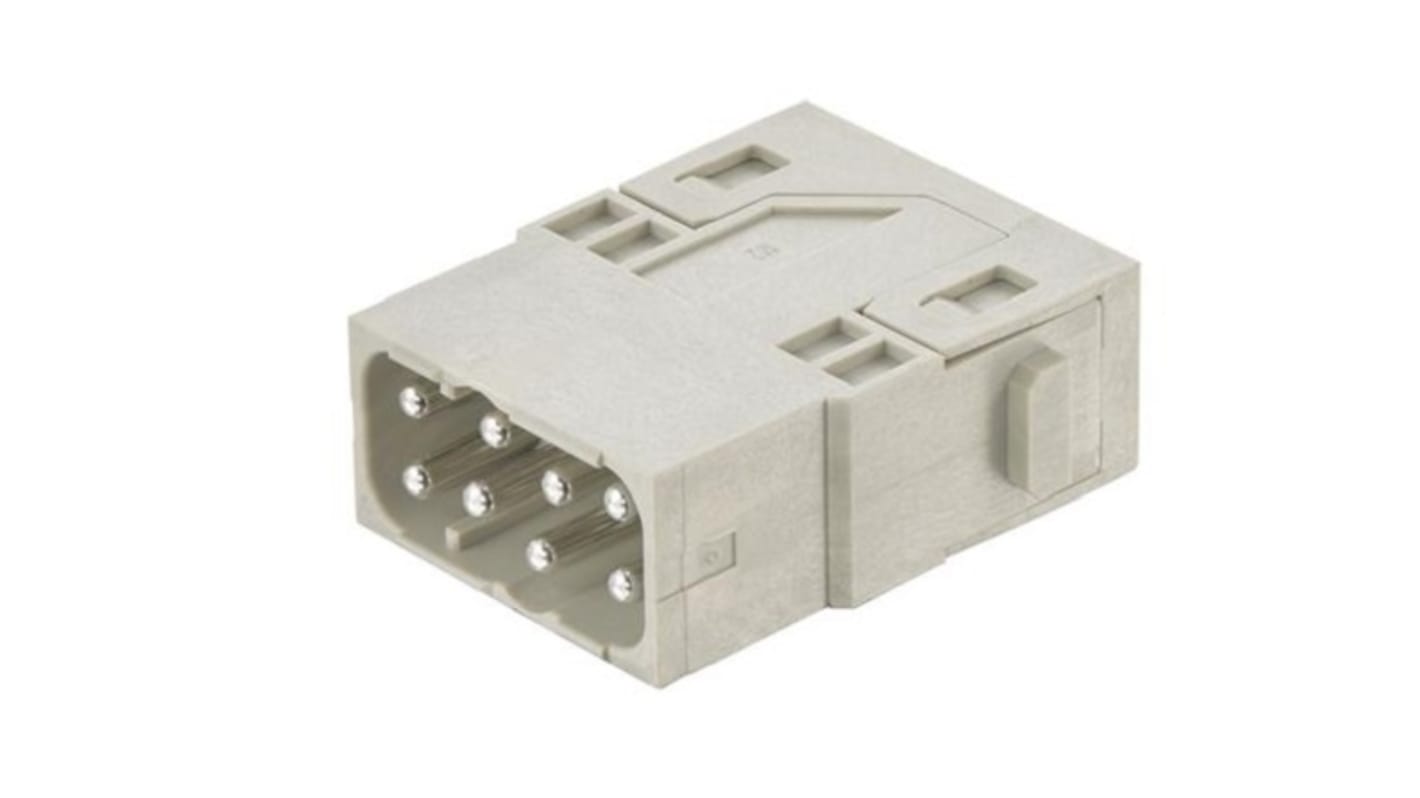 HARTING Heavy Duty Power Connector Module, 16A, Male, Han-Modular Series, 8 Contacts
