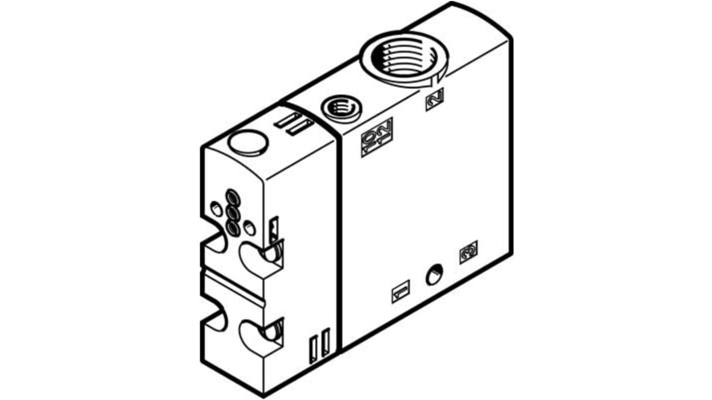 Electroválvula neumática 3/2 Open, Single Solenoid Festo, Mecanismo de Control Básico, G 1/4, Presión Máxima 8bar