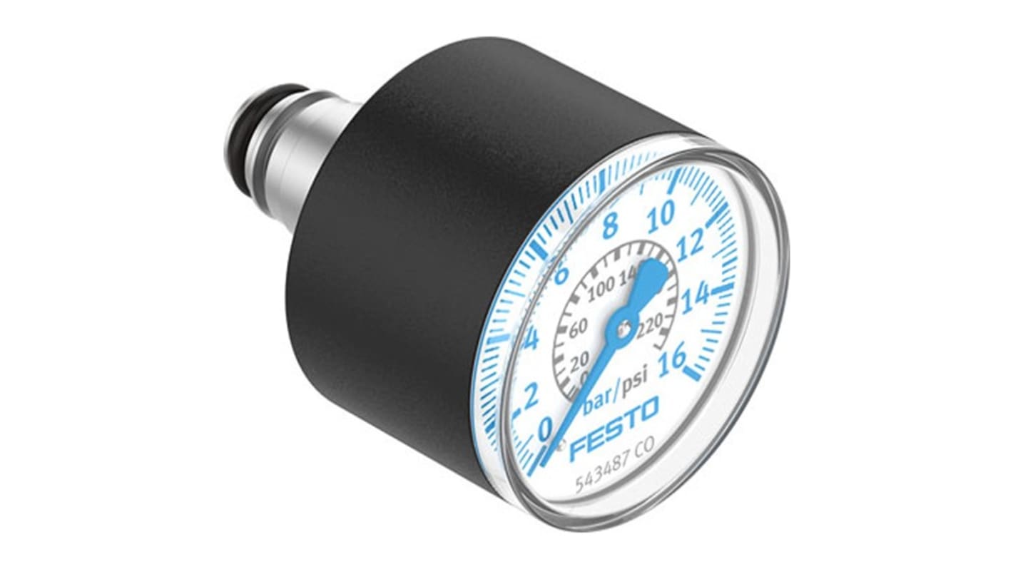 Festo 10 mmin Pressure Gauge 16bar, PAGN-26-16-P10, 0bar min.