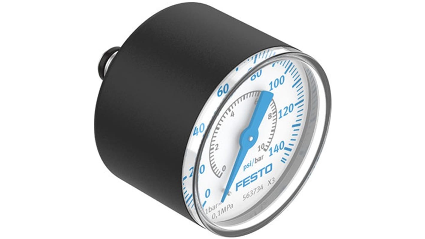 Festo 10 mmin Pressure Gauge 10bar, PAGN-40-145P-P10, 0bar min.