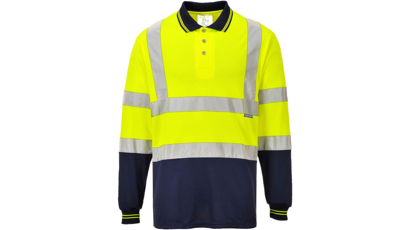 Polo haute visibilité manches longues Portwest S279, Jaune/Bleu marine, taille 3XL, Unisexe