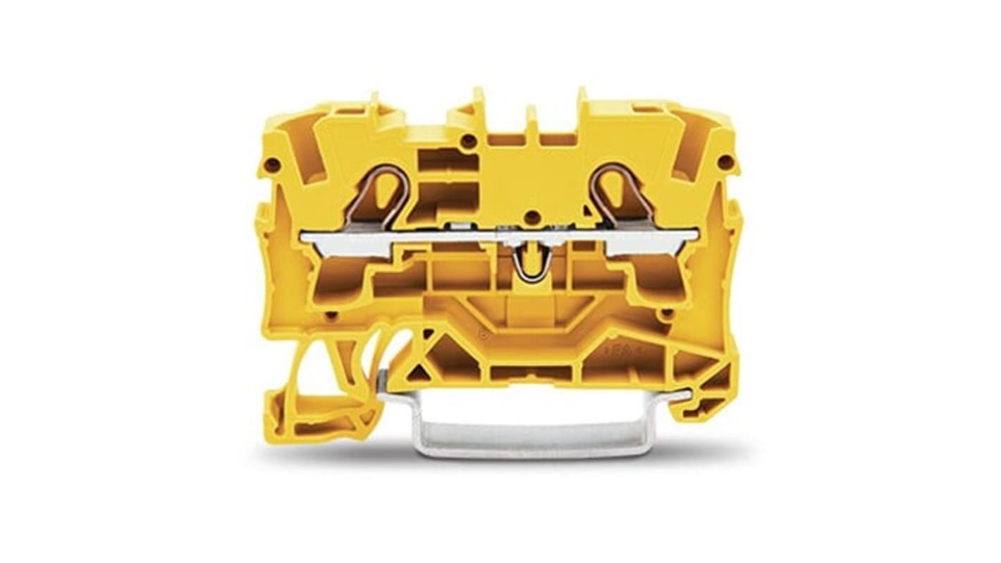 Wago TOPJOB S Series Yellow DIN Rail Terminal Block, 4mm², 1-Level, Push In Termination, ATEX, CSA, IECEx