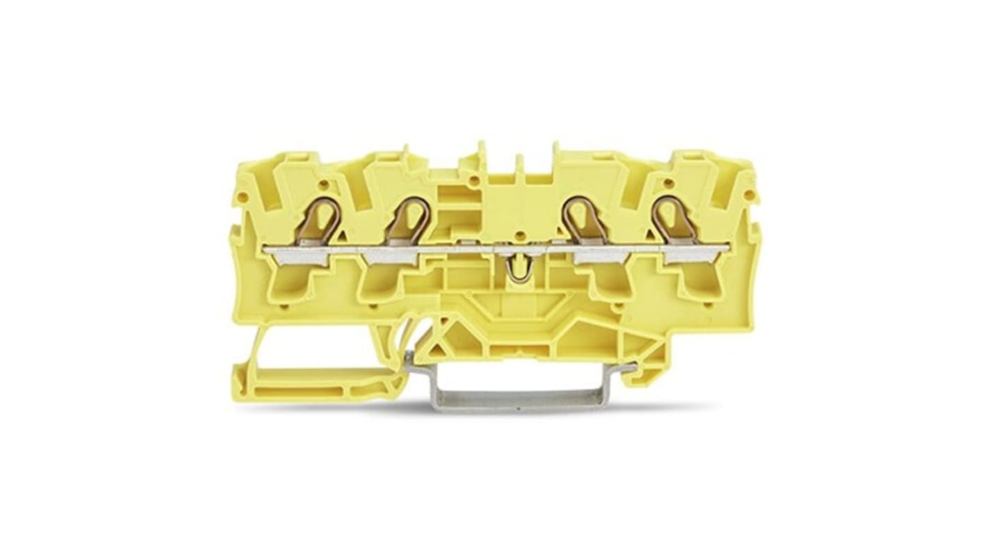 Wago TOPJOB S Series Yellow DIN Rail Terminal Block, 4mm², 1-Level, Push In Termination, ATEX, CSA, IECEx
