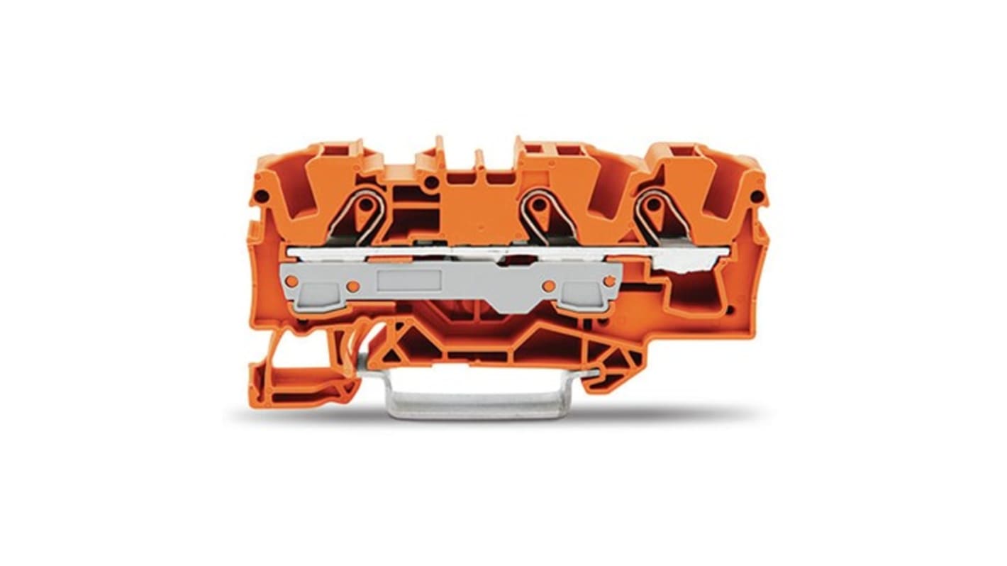 Wago TOPJOB S Series Orange DIN Rail Terminal Block, 6mm², 1-Level, Push In Termination, ATEX, CSA, IECEx