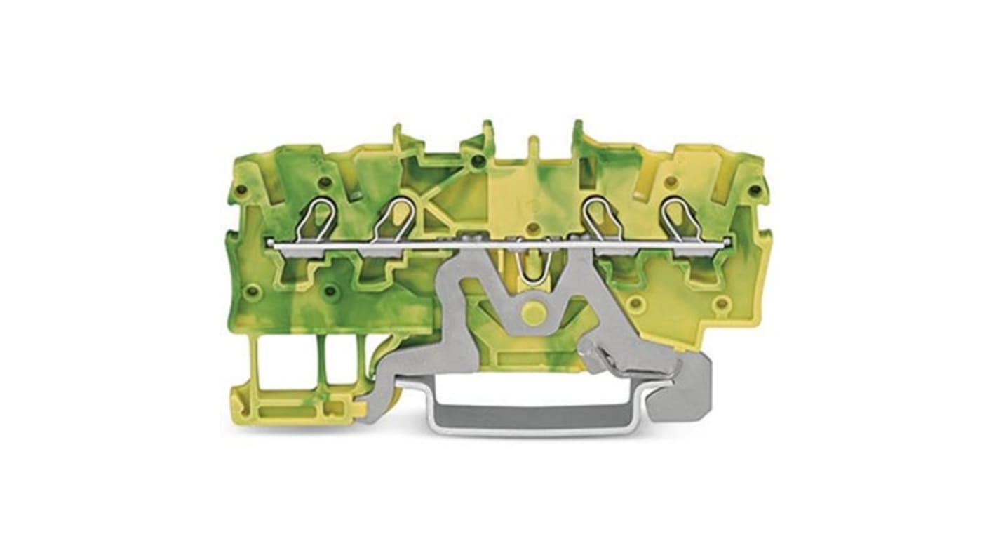 Wago TOPJOB S Series Green, Yellow DIN Rail Terminal Block, 1mm², 1-Level, Push-In Cage Clamp Termination, ATEX, EAC