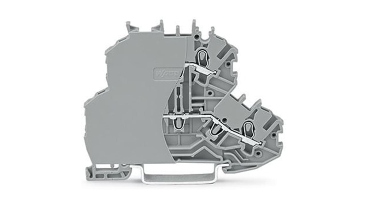 Wago TOPJOB S Series Grey DIN Rail Terminal Block, 1mm², 2-Level, Push-In Cage Clamp Termination, ATEX, EAC Ex, IECEx