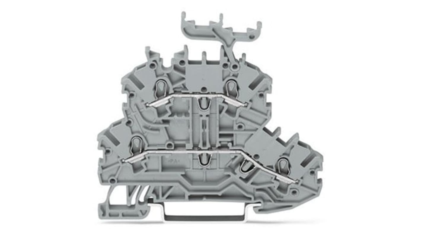 Wago TOPJOB S Series Grey DIN Rail Terminal Block, 1mm², 2-Level, Push-In Cage Clamp Termination, ATEX, EAC Ex, IECEx