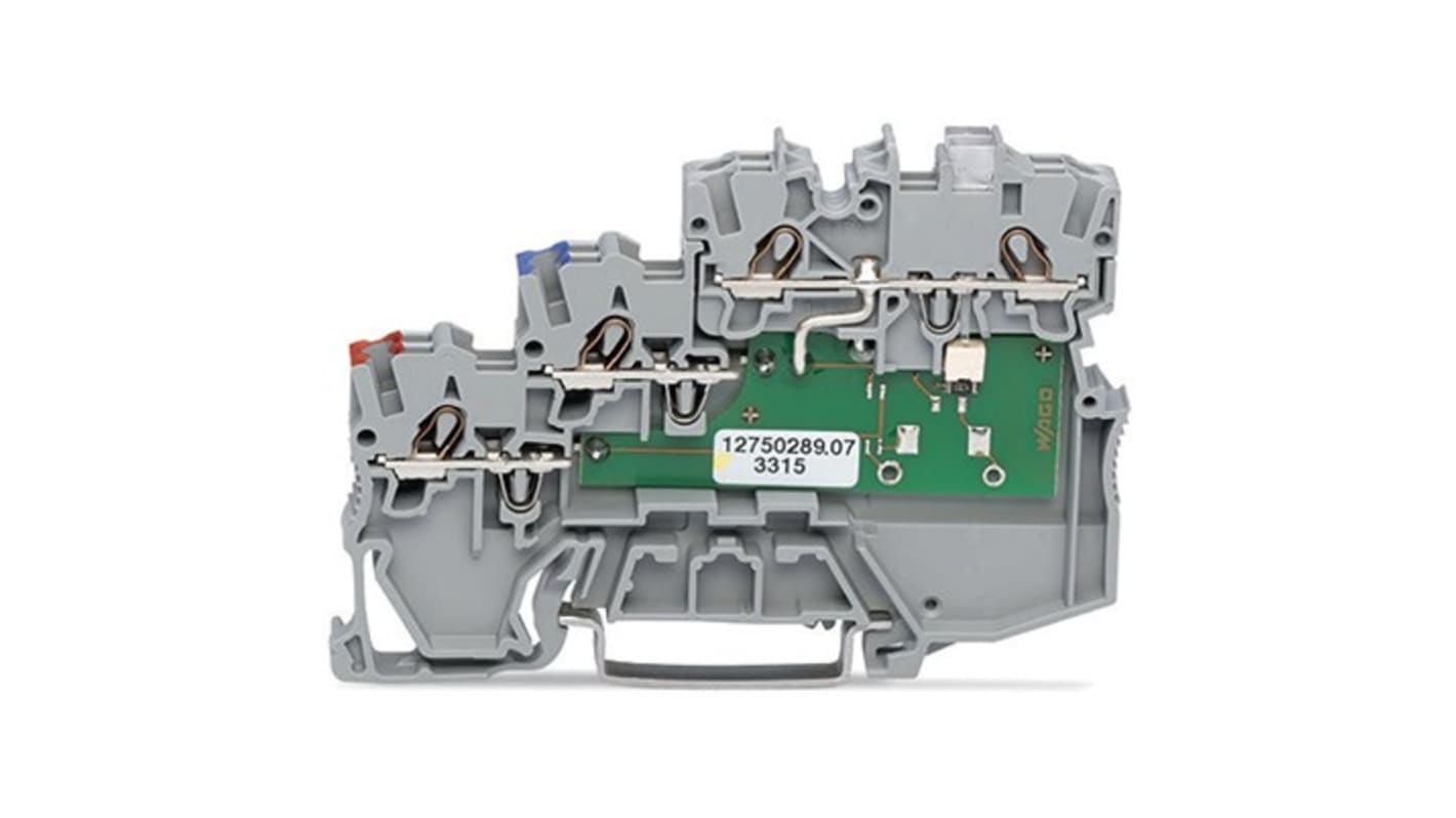 Wago TOPJOB S Series Grey DIN Rail Terminal Block, 1mm², 3-Level, Push-In Cage Clamp Termination