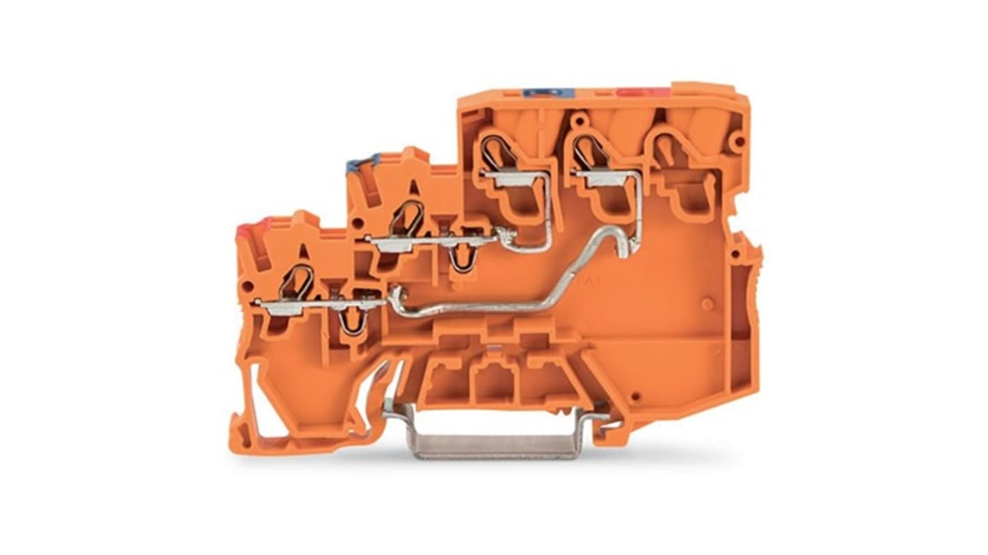 Wago TOPJOB S Series Orange DIN Rail Terminal Block, 1mm², 3-Level, Push-In Cage Clamp Termination