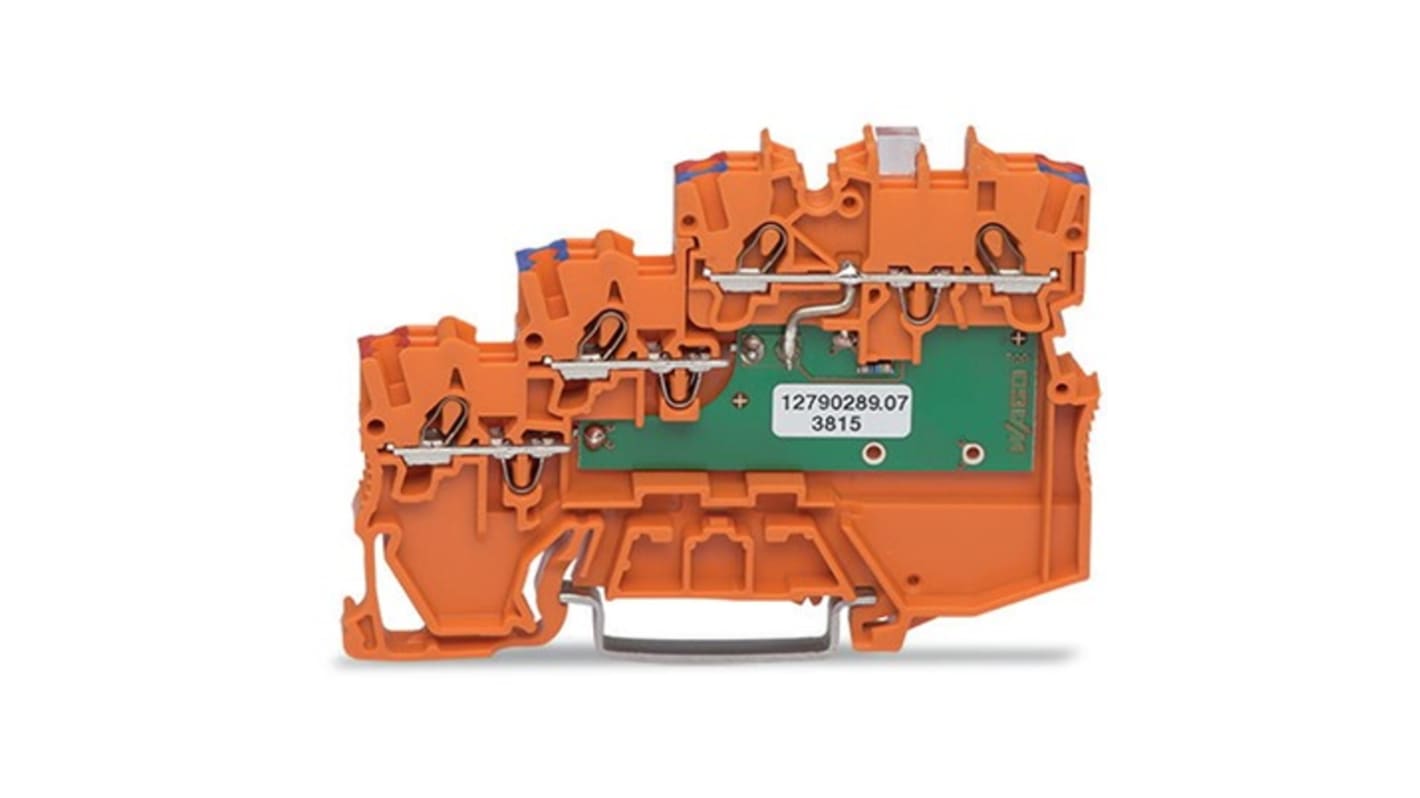 Wago TOPJOB S Series Orange DIN Rail Terminal Block, 1mm², 3-Level, Push-In Cage Clamp Termination