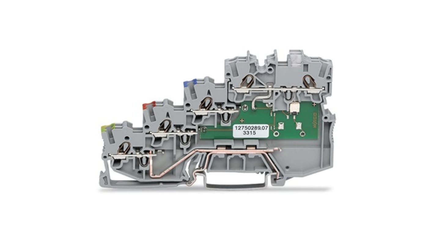 Wago TOPJOB S Series Grey DIN Rail Terminal Block, 1mm², 4-Level, Push-In Cage Clamp Termination