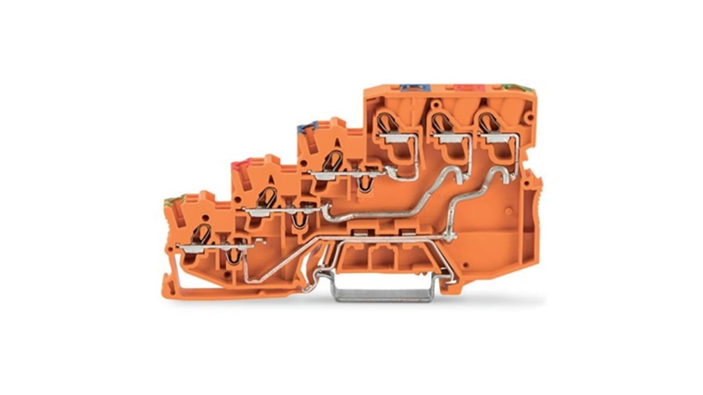 Wago TOPJOB S Series Orange DIN Rail Terminal Block, 1mm², 4-Level, Push-In Cage Clamp Termination