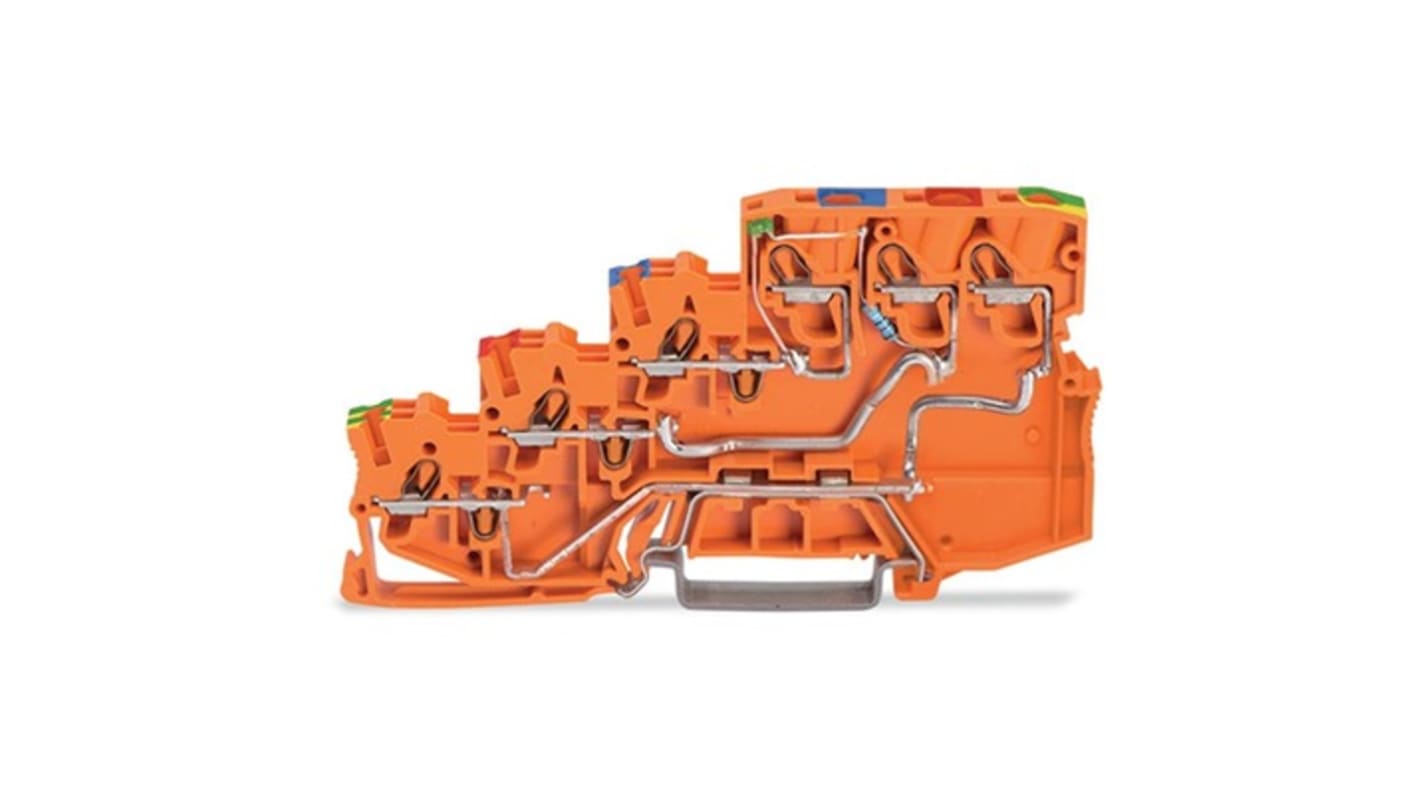 Wago TOPJOB S Series Orange DIN Rail Terminal Block, 1mm², 4-Level, Push-In Cage Clamp Termination
