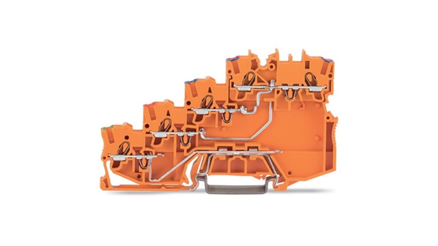 Wago TOPJOB S Series Orange DIN Rail Terminal Block, 1mm², 4-Level, Push-In Cage Clamp Termination