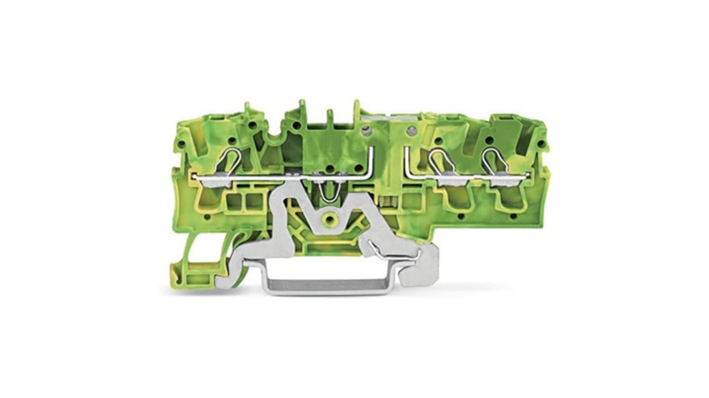 Wago TOPJOB S Series Green, Yellow Earth Terminal Block, 2.5mm², 1-Level, Push In Termination, ATEX, CSA, IECEx