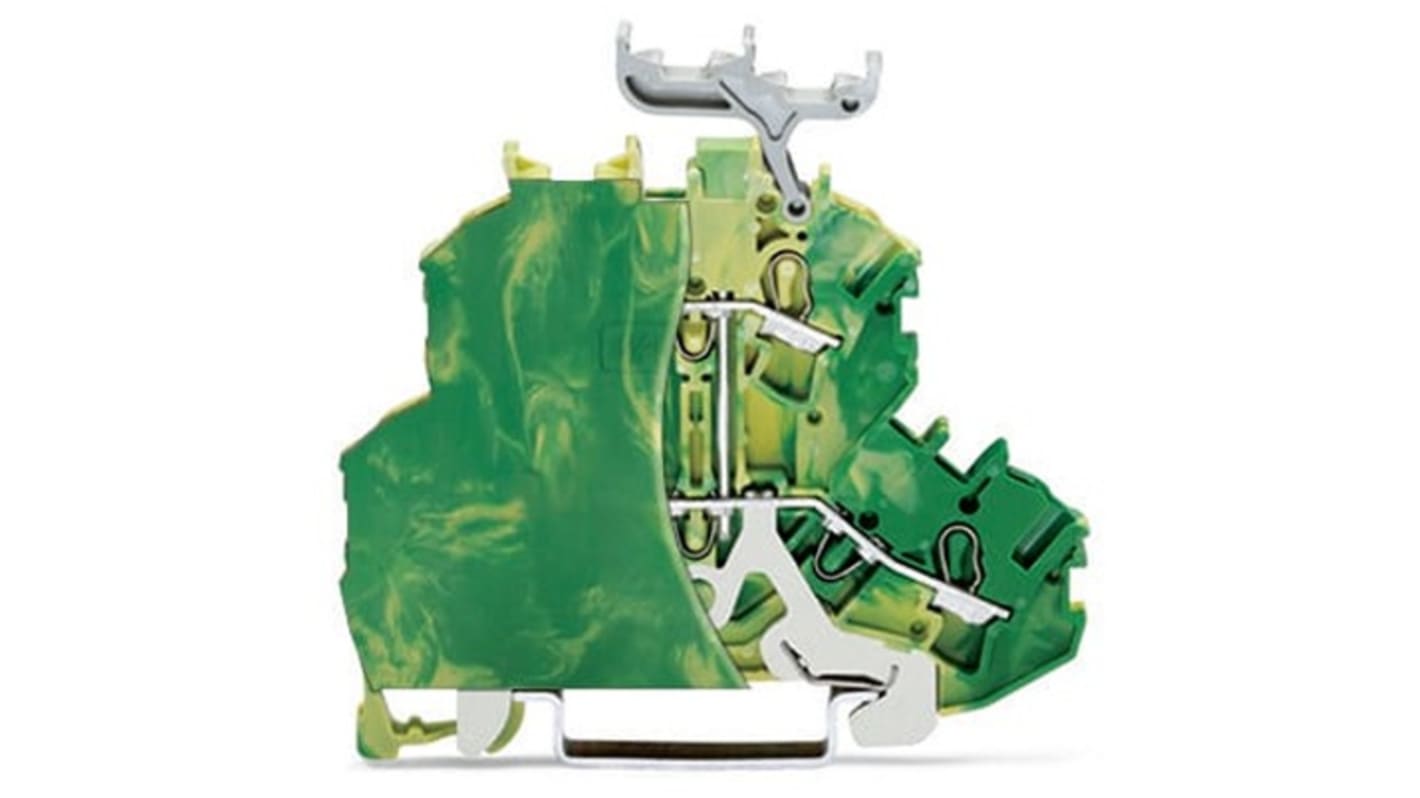 Wago TOPJOB S Series Green, Yellow Double Level Terminal Block, 2.5mm², 2-Level, Push In Termination, ATEX, IECE