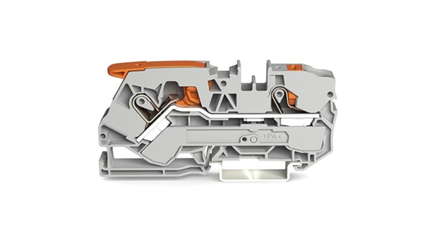 Wago TOPJOB S Series Grey DIN Rail Terminal Block, 10mm², 1-Level, Push In Termination, ATEX, IECE