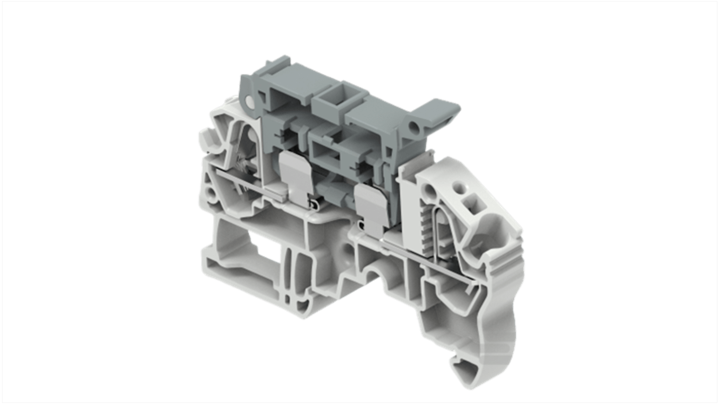 Entrelec 1SNK7084 Series Grey Modular Terminal Block, 0.5 – 6mm², 1-Level, Spring Termination, Fused