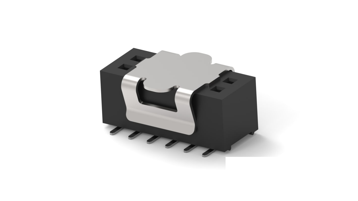 TE Connectivity 1MM-R Series Vertical Board Mount PCB Socket, 6-Contact, 2-Row, 1mm Pitch, Surface Mount Termination