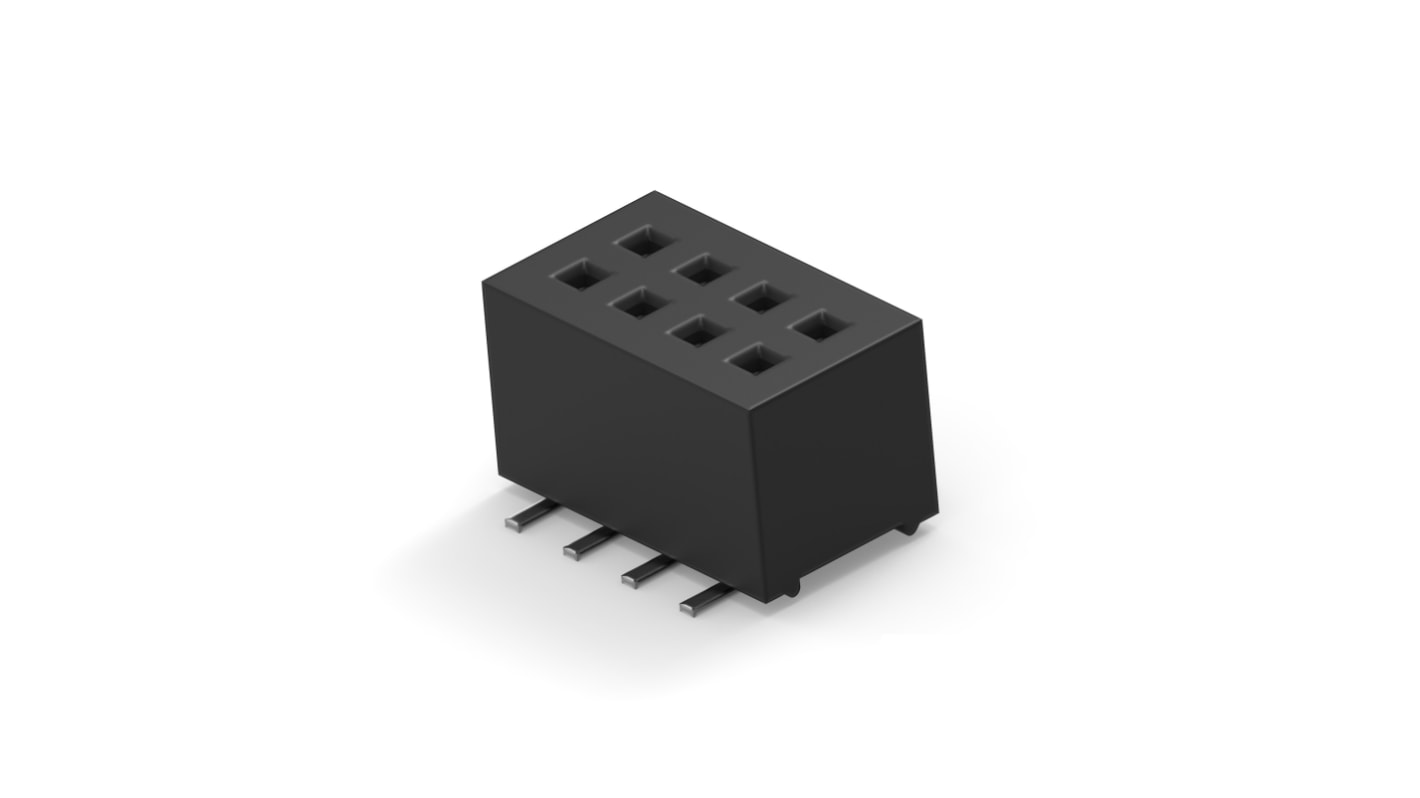 TE Connectivity 1MM-R Series Vertical Board Mount PCB Socket, 8-Contact, 2-Row, 1mm Pitch, Surface Mount Termination