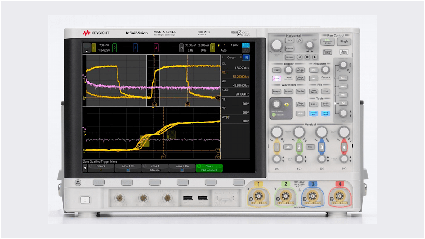 Osciloscopio de banco Keysight Technologies MSOX4054G, calibrado UKAS, canales:4 A, 16 D, 500MHZ