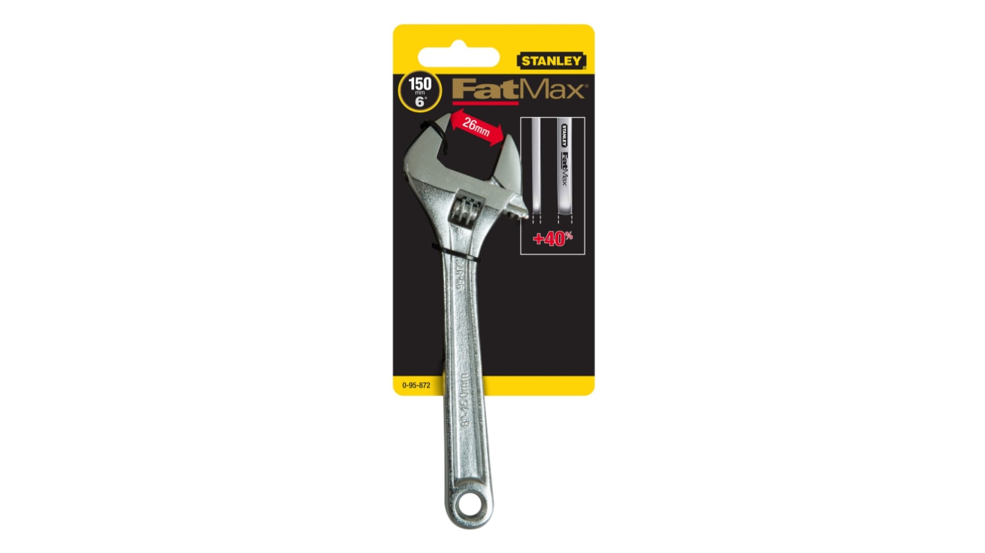 Stanley Adjustable Spanner, 196 mm Overall, 26mm Jaw Capacity, Comfortable Handle Handle