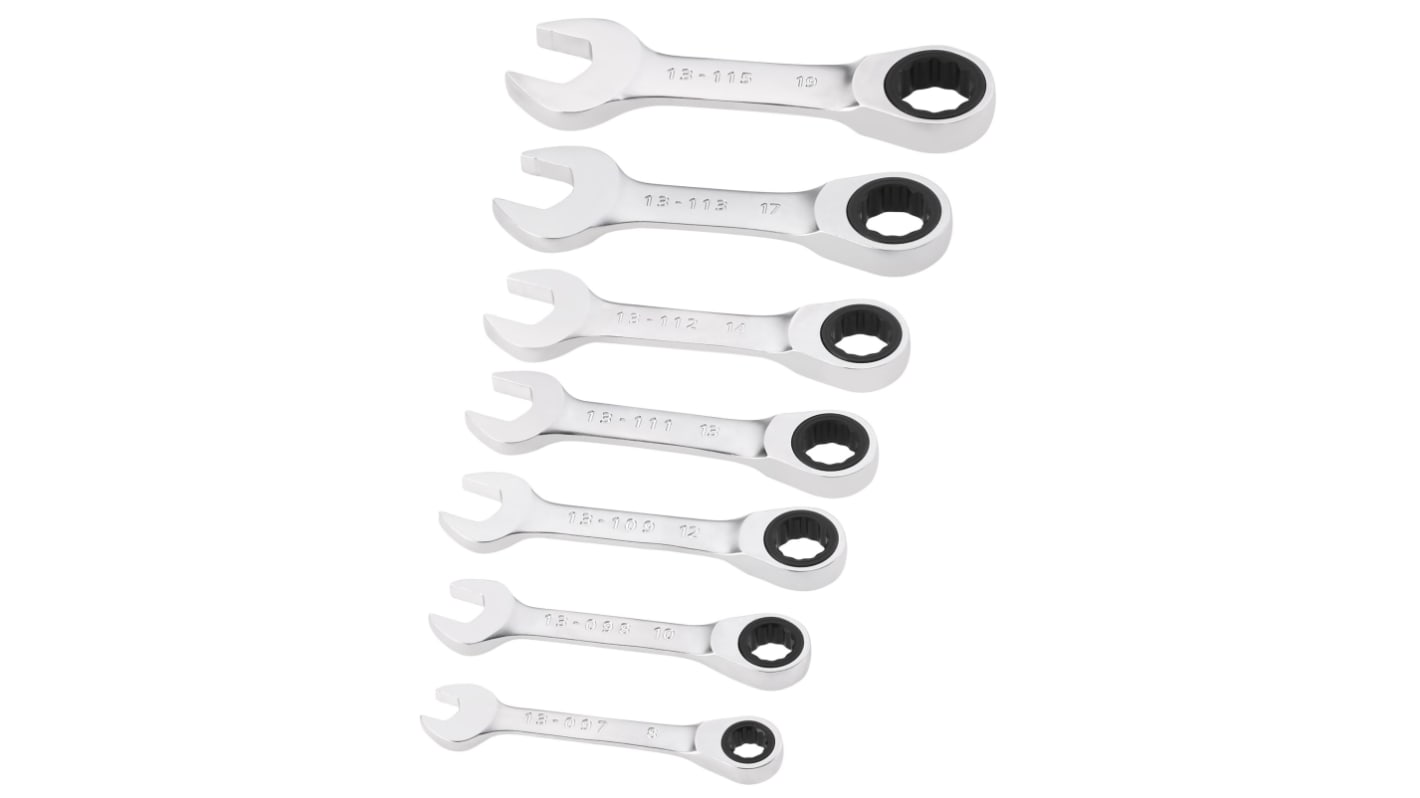 Stanley FMMT82 Series 7-Piece Combination Spanner Set, 8 mm, 10 mm, 12 mm, 13 mm, 14 mm, 17 mm, 19 mm