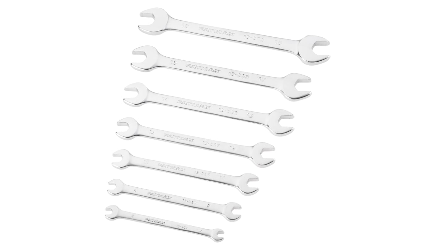 Stanley FMMT82 Series 7-Piece Open Ended Spanner Set, 6x7 mm, 8x9 mm, 10x11 mm, 12x13 mm, 14x15 mm, 16x17 mm, 18x19 mm,