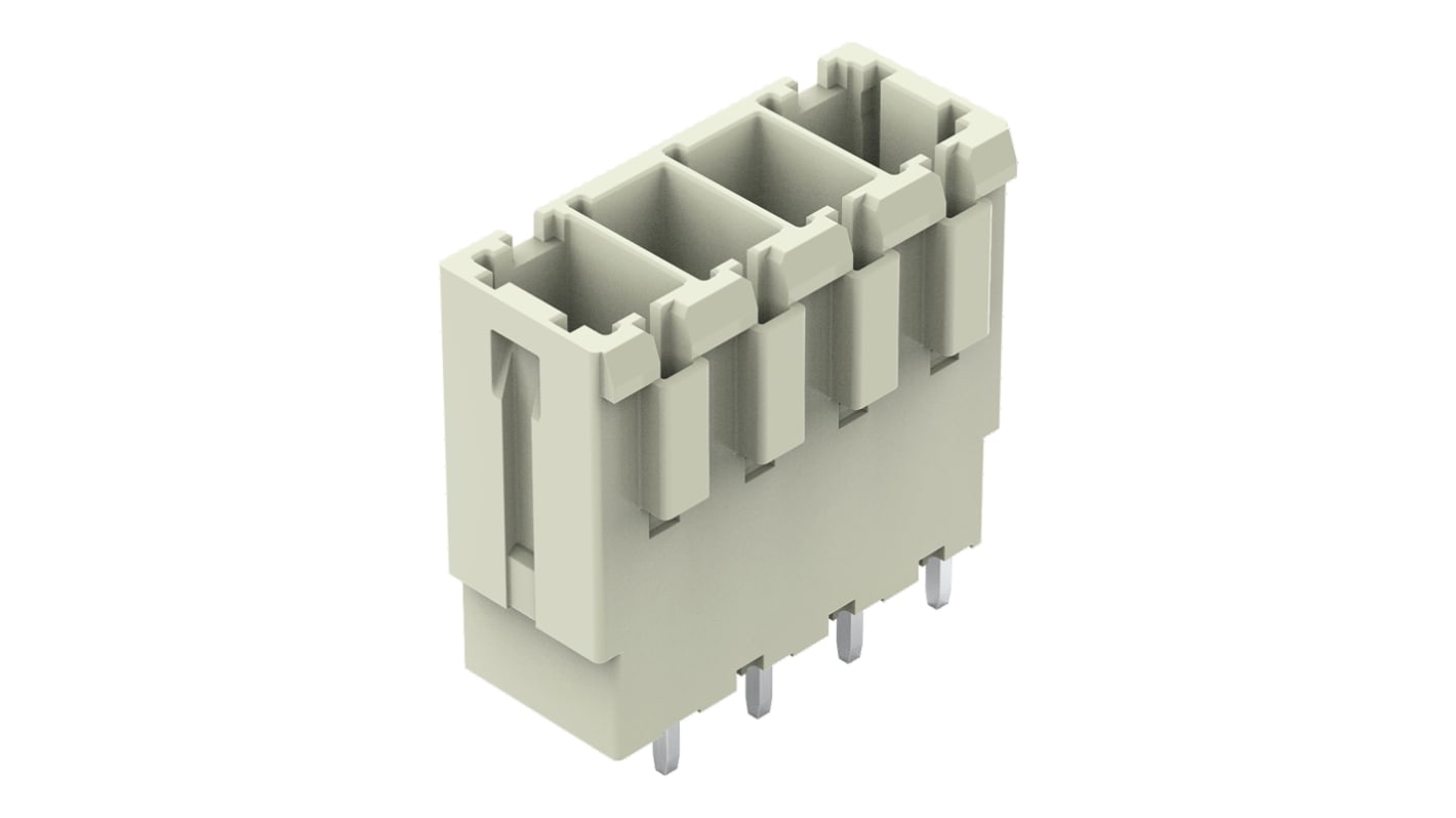 Wago 831 Series Straight PCB Mount PCB Header, 4 Contact(s), 7.62mm Pitch, 1 Row(s), Shrouded