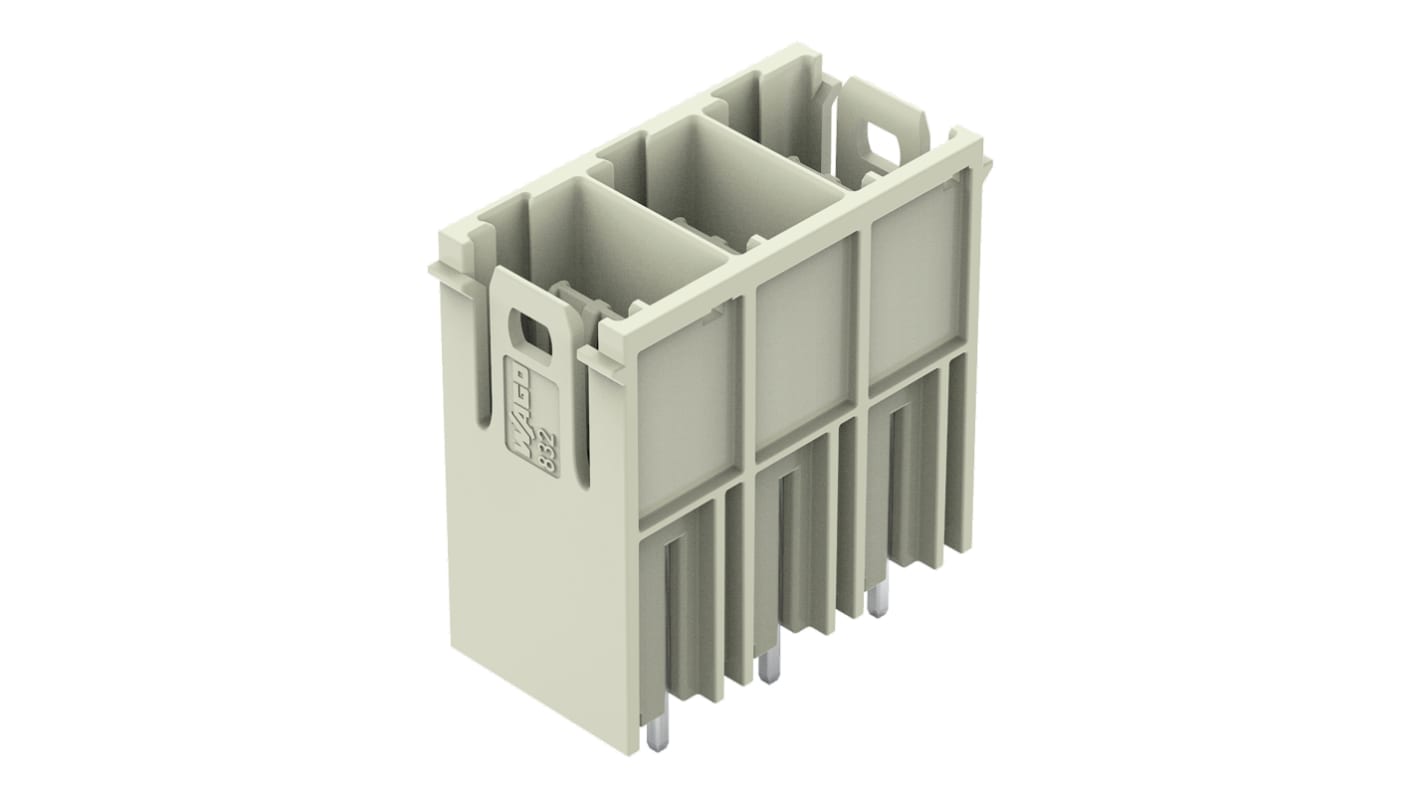 Wago 832 Series Straight PCB Mount PCB Header, 3 Contact(s), 10.16mm Pitch, 1 Row(s), Shrouded