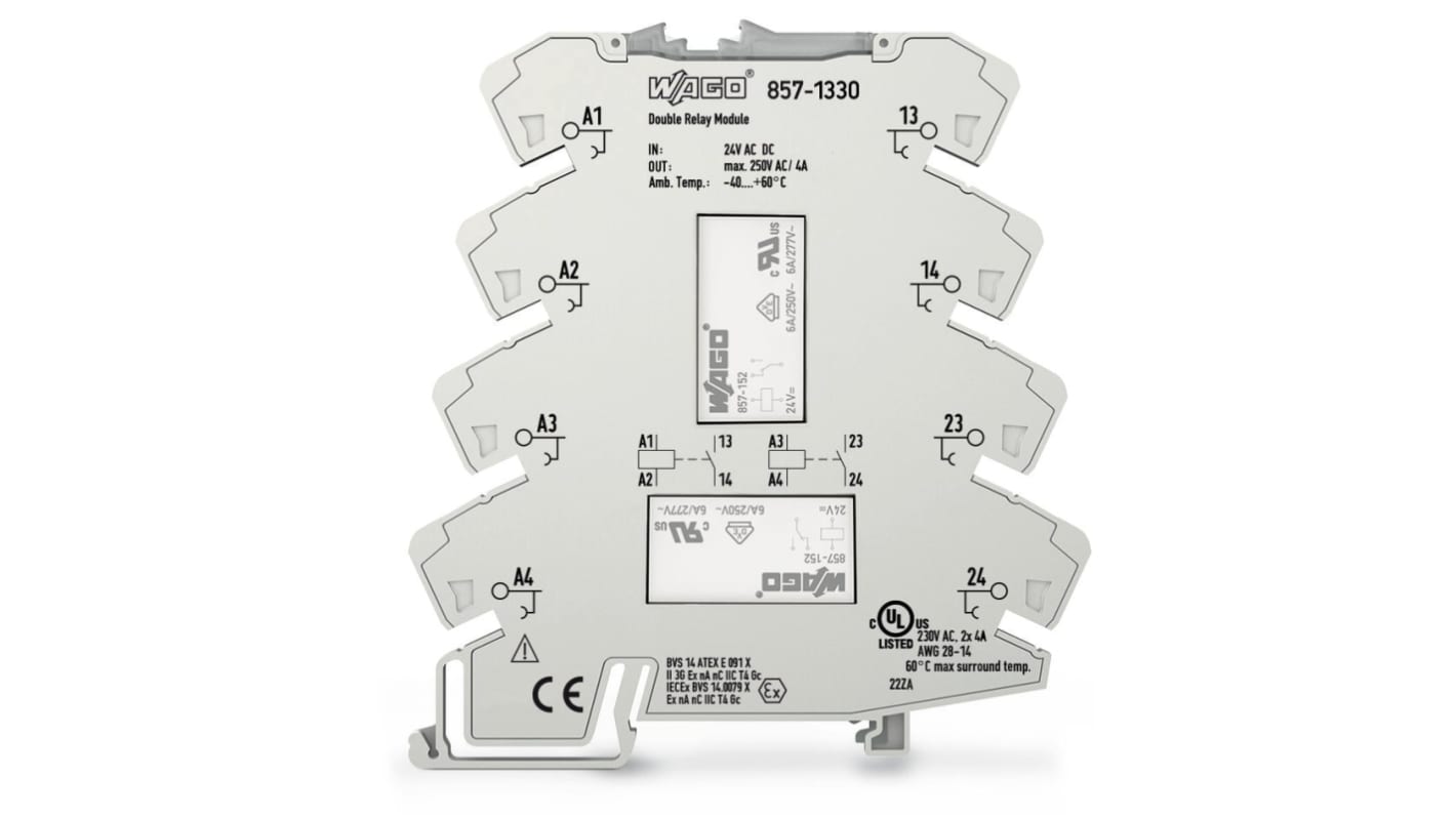 Wago DIN Rail Relay, 10mA Switching Current