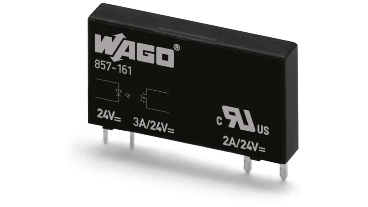 Wago 857 Series Solid State Relay, 3 A Load, Plug-In Mount, 30 V ac/dc Load