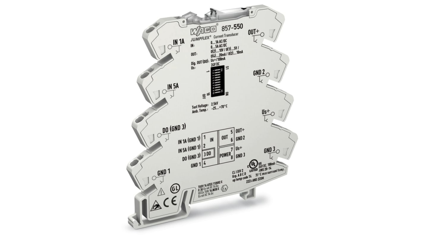 Wago 857 Series Signal Conditioner, Current Input, Current, Voltage Output, 24V dc Supply