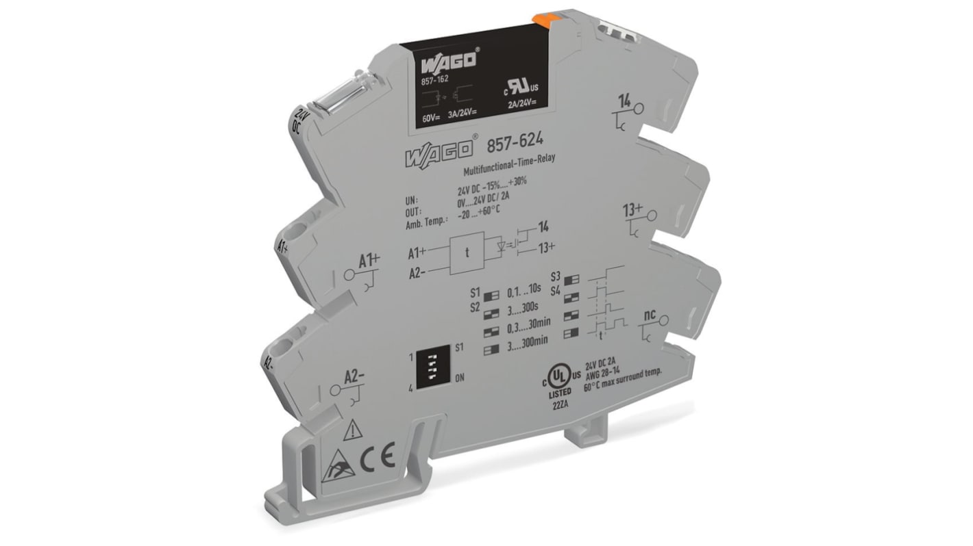 Wago 857 Series Solid State Relay, 2 A Load, DIN Rail Mount, 24 V ac/dc Load