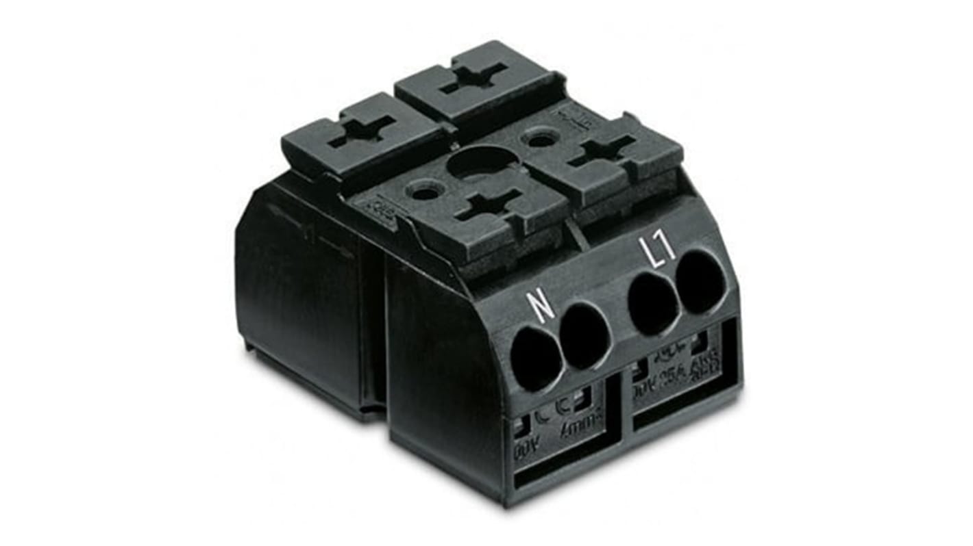 Wago 862 Series Terminal Strip, 2-Way, 32A, 20 → 12 AWG Wire, Push-In Cage Clamp Termination