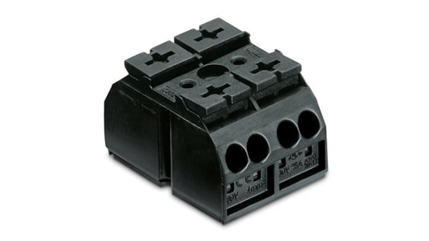 Wago 862 Series Terminal Strip, 2-Way, 28A, 20 → 12 AWG Wire, Push-In Cage Clamp Termination