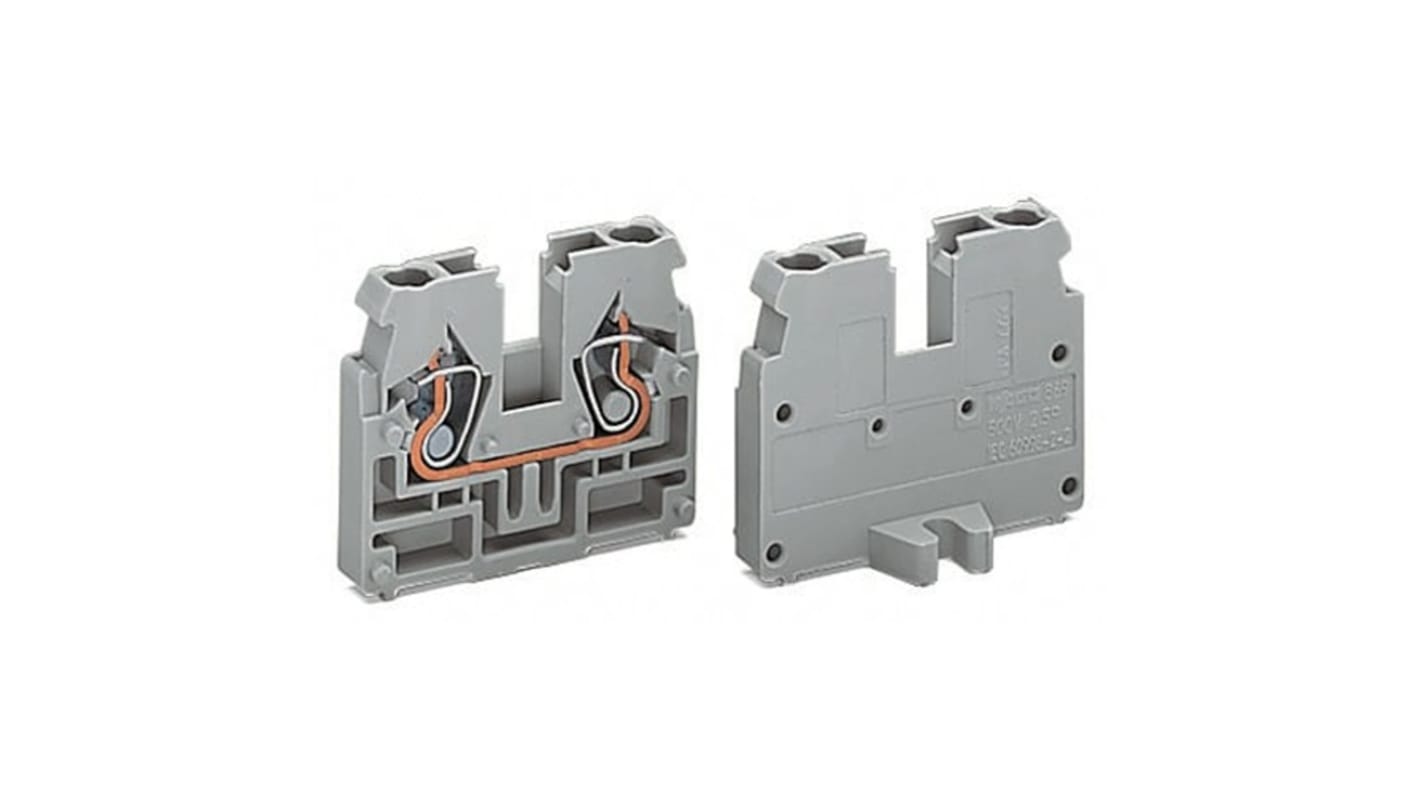 Wago 869 Series Grey Terminal Block, 2.5mm², 1-Level, Cage Clamp Termination