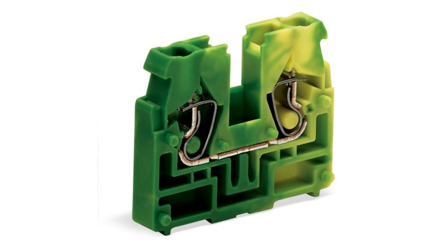 Wago 869 Series Green, Yellow Terminal Block, 2.5mm², 1-Level, Cage Clamp Termination