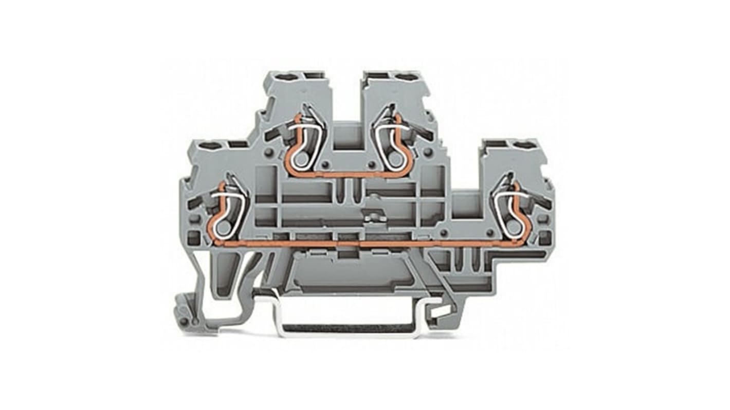 Wago 870 Series Grey Terminal Block, 2.5mm², 2-Level, Cage Clamp Termination