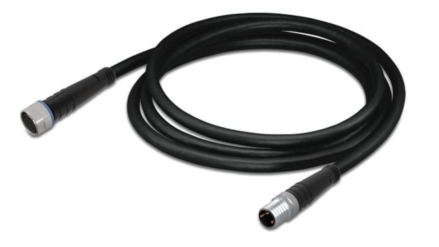 Cable para sensor/actuador Wago, con. A M8 Hembra, 3 polos, con. B M8 Macho, 3 polos, long. 2m