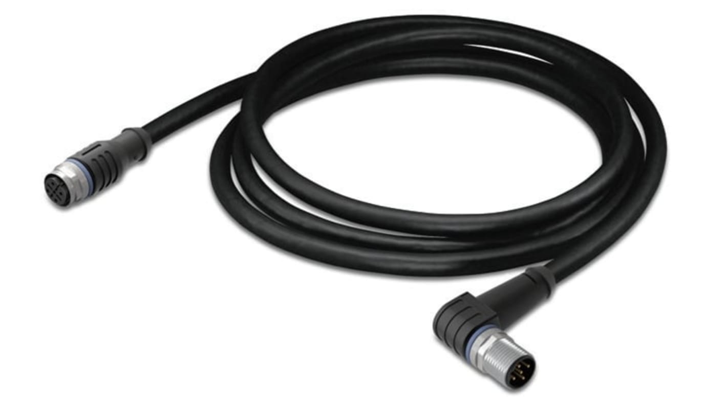 Cable para sensor/actuador Wago, con. A M12 Hembra, 4 polos, con. B M12 Macho, 4 polos, long. 2m