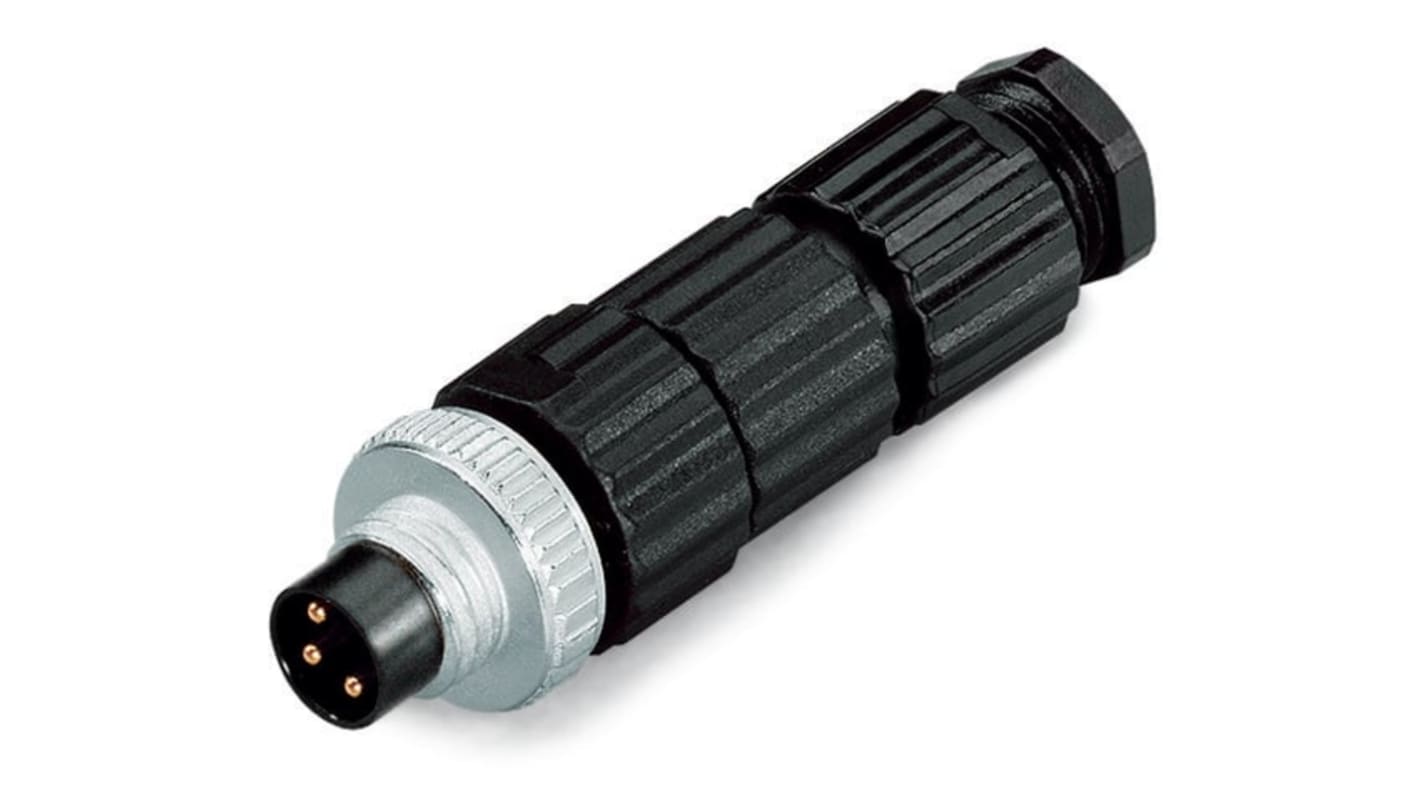 Wago Industrial Circular Connectors, 3 Contacts, Plug-In, M8 Connector, Plug, Male, IP67, 756 Series